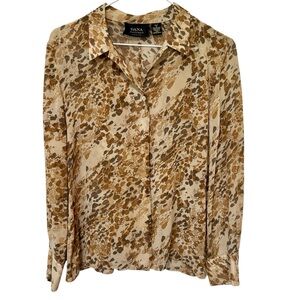 Dana Buchman VTG 90s Silk Cheetah Abstract Button Up Blouse Mob Wife Career